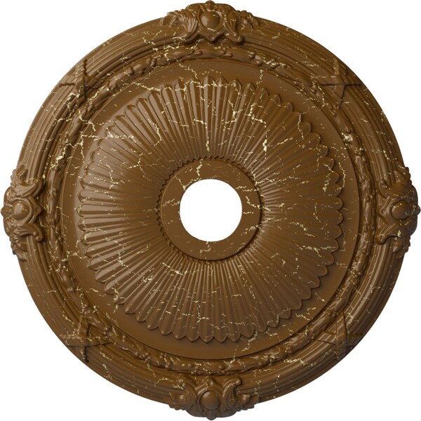 Ekena Millwork Heaton Medallion (Canopies up to 6 1/2"), 27 1/2"OD x 3 7/8"ID x 2 1/4"P, Smokey Topaz Crackle CM27HESTC - main